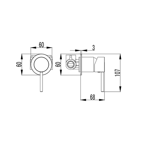 Ikon Hali Black Wall Mixer - 60mm Plate - Acqua Bathrooms