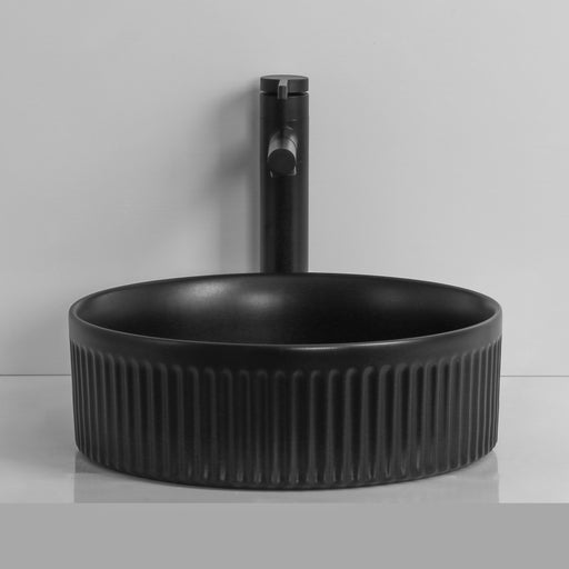 Flutted Matte Black 360 x 360 x 120mm Round Above Counter Basin - Acqua Bathrooms