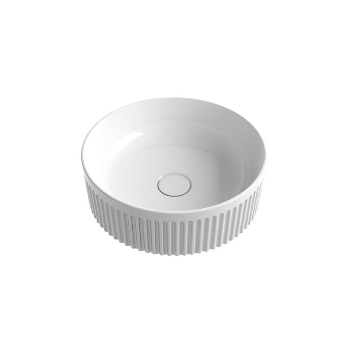 Fluted Round Matte White Above Counter Basin By Indulge® - Acqua Bathrooms