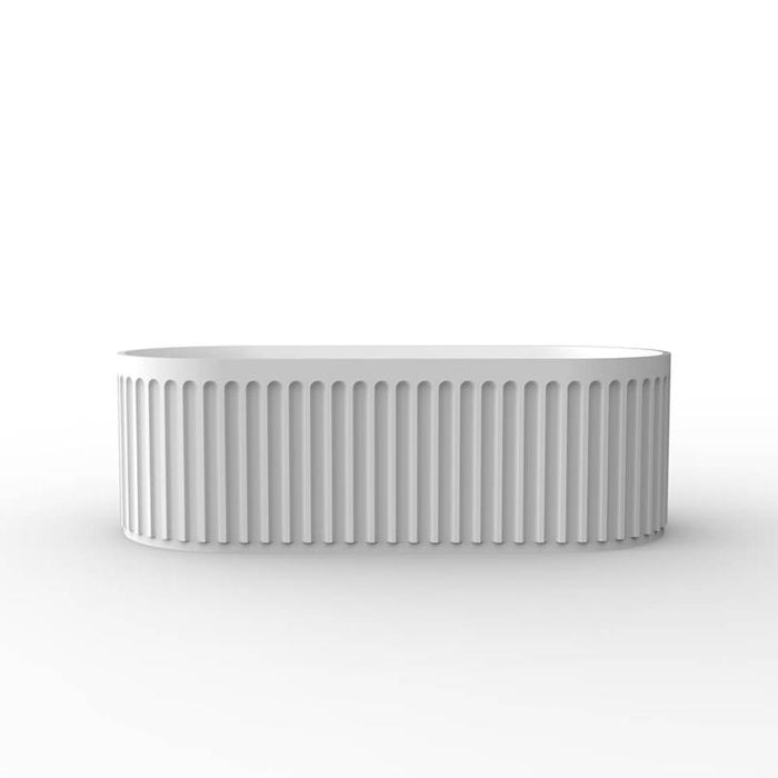 Kelsa 1700mm Stone Fluted Matte White Freestanding Bath Tub