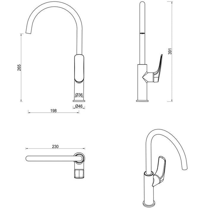 Kaza Matte Black Sink Mixer