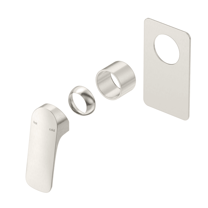 Kaza Brushed Nickel Shower Mixer - Square Plate - Trim Kit Only