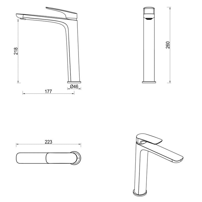 Kaza Brushed Nickel Tall Basin Mixer