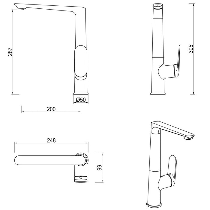 Lantra Brushed Nickel Sink Mixer