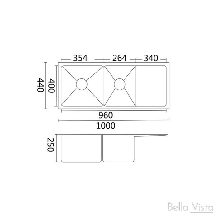 Luminare Stainless Steel Sink 1000 x 440 x 250mm