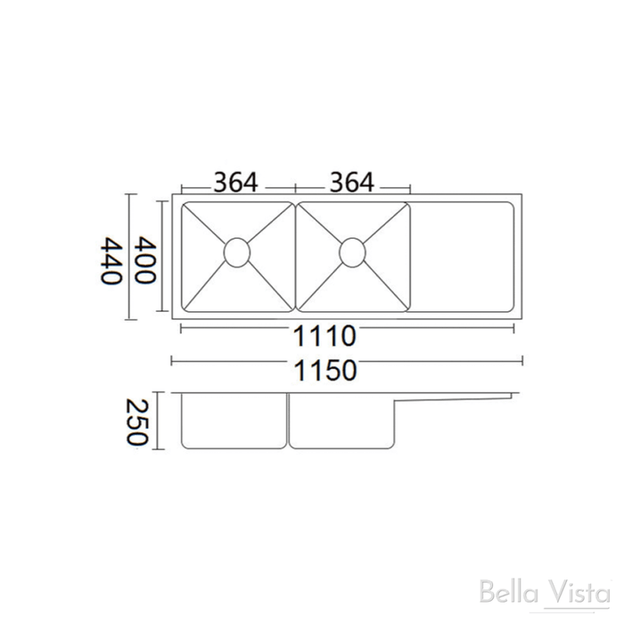 Luminare Stainless Steel Sink 1150 x 440 x 250mm