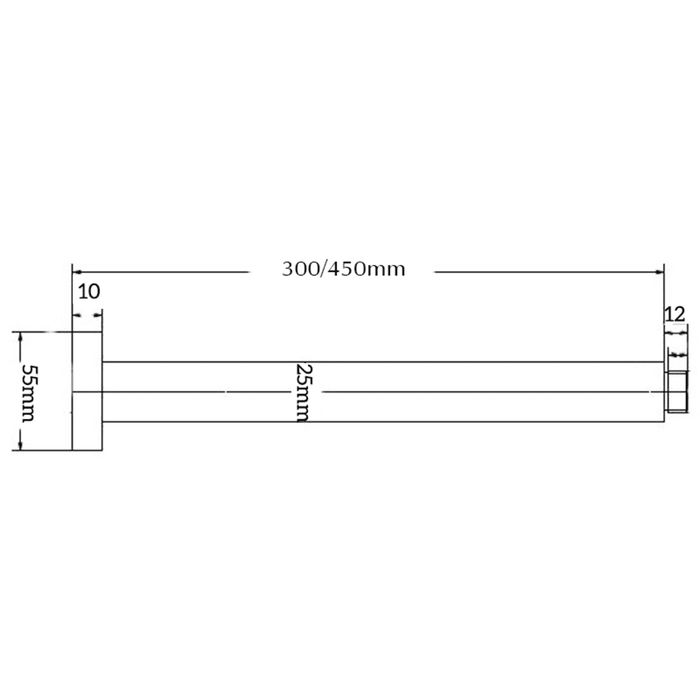 Mica Matte Black Ceiling Arm - 300mm