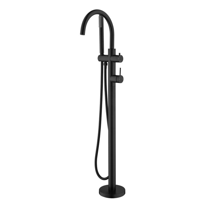 Mica Matte Black Freestanding Bath Mixer with Hand Shower