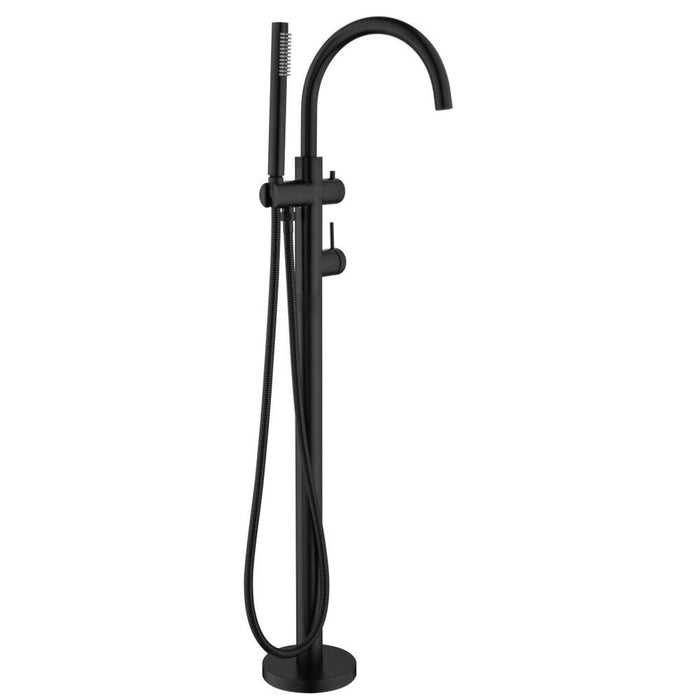 Mica Matte Black Freestanding Bath Mixer with Hand Shower