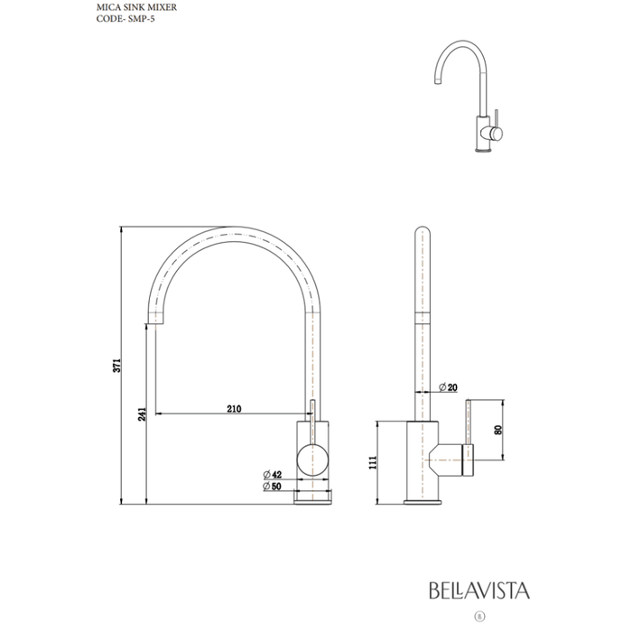 Mica Matte Black Gooseneck Sink Mixer