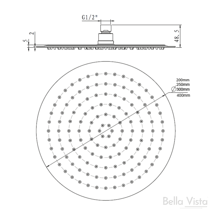 Mica Matte Black Shower Head - 300mm