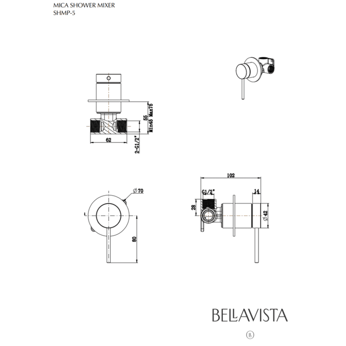 Mica Matte Black Shower Mixer - Trim Kit Only