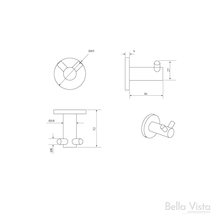 Mica Brushed Nickel Double Robe Hook