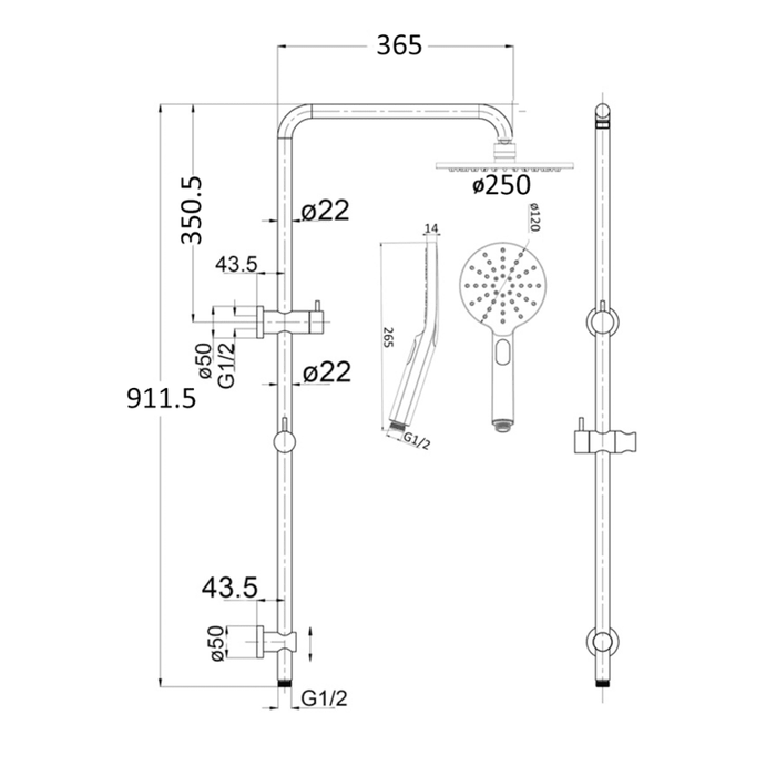 Mica Brushed Nickel Dual Shower Rail