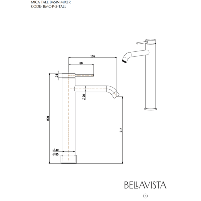 Mica Brushed Nickel Tall Basin Mixer