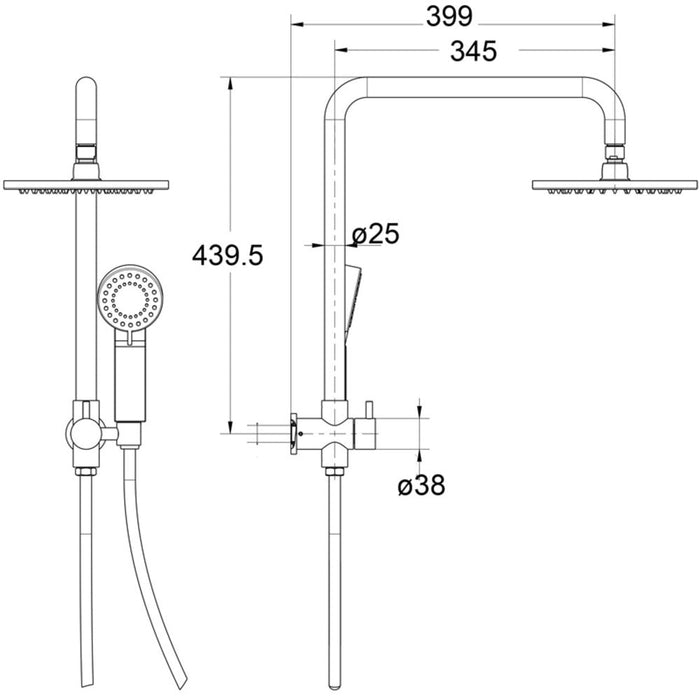 Mica Chrome Half-Rail Shower