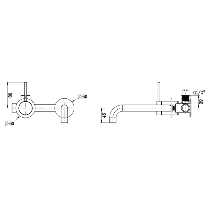 Mica Chrome Wall-Spout Combo - 2P - Reverse - Trim Kit Only