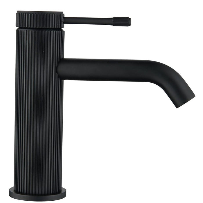 Mica Fluted Matte Black Basin Mixer