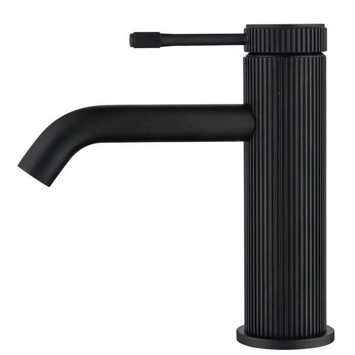 Mica Fluted Matte Black Basin Mixer