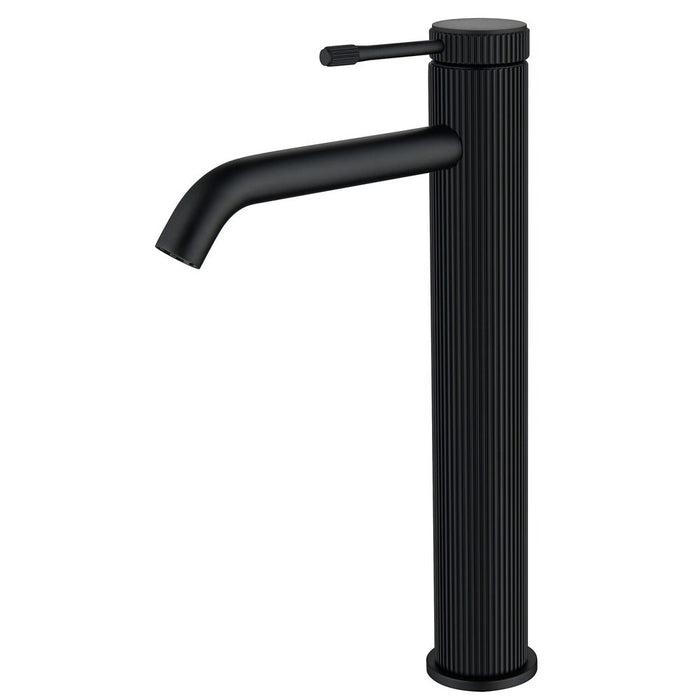 Mica Fluted Matte Black Tall Basin Mixer