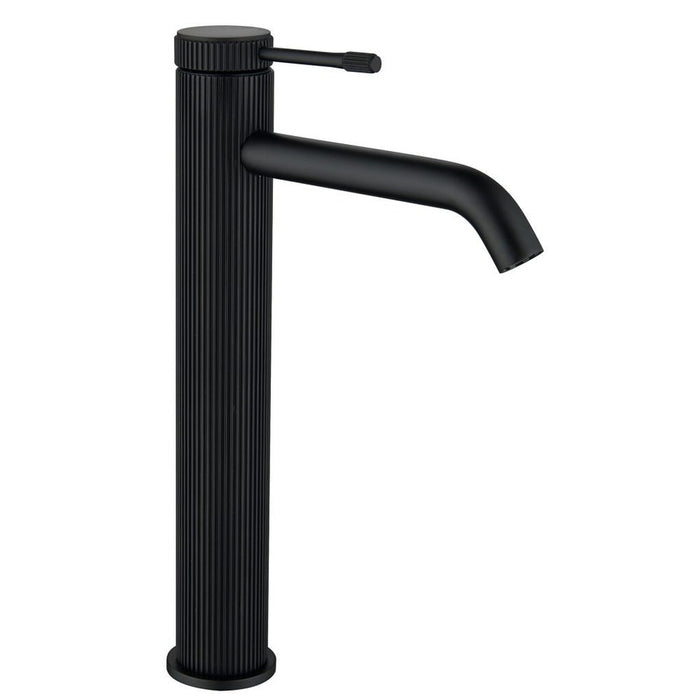 Mica Fluted Matte Black Tall Basin Mixer