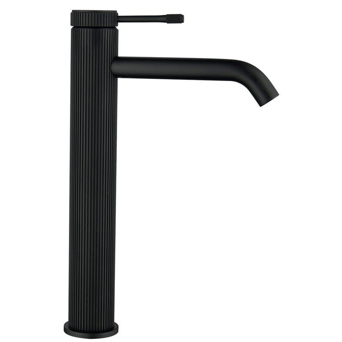 Mica Fluted Matte Black Tall Basin Mixer