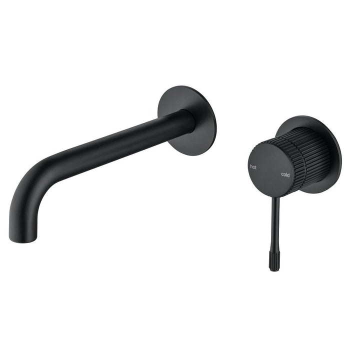 Mica Fluted Matte Black Wall-Spout Combo