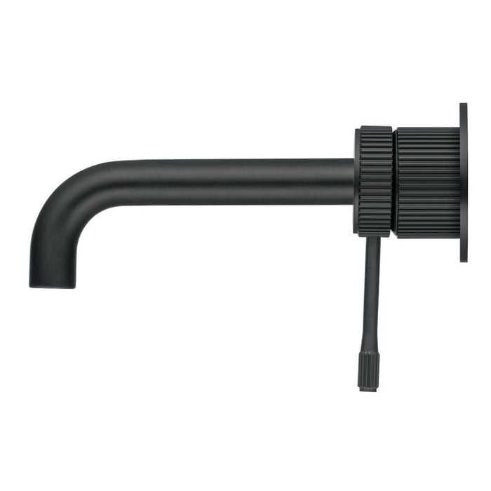 Mica Fluted Matte Black Wall-Spout Combo