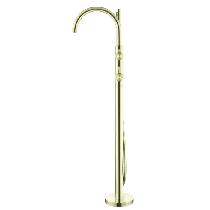 Mica Fluted French Gold Freestanding Bath Mixer with Hand Shower