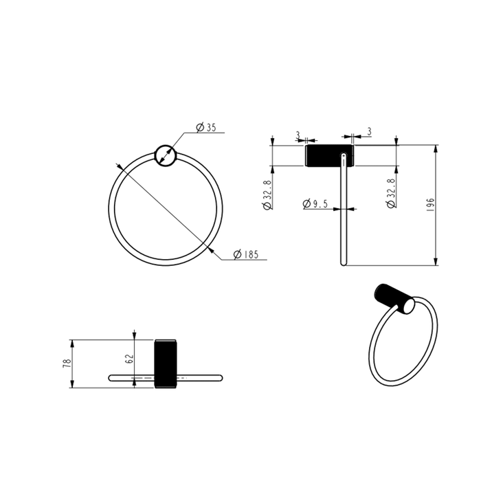 Mica Fluted French Gold Towel Ring