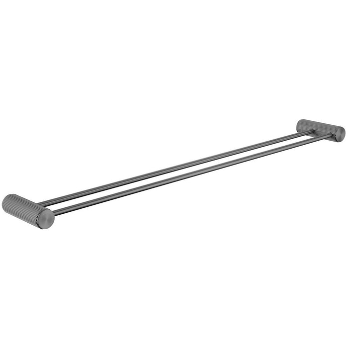 Mica Fluted Gun Metal Double Towel Rail - 800mm