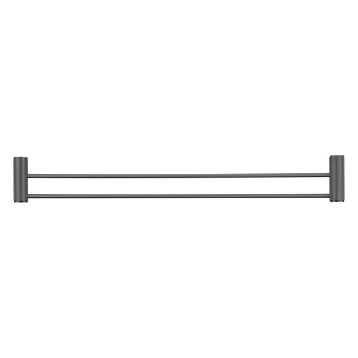 Mica Fluted Gun Metal Double Towel Rail - 800mm