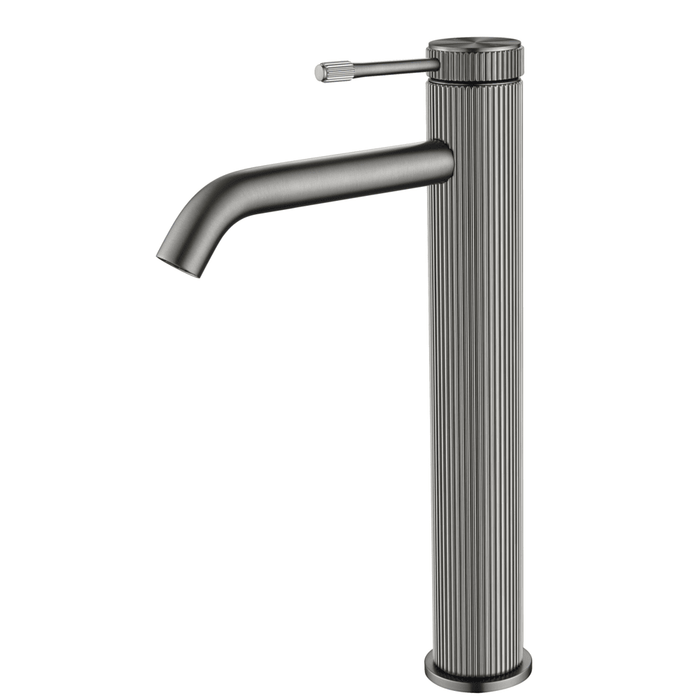 Mica Fluted Gun Metal Tall Basin Mixer