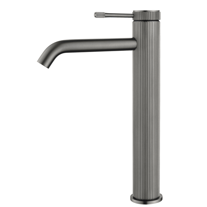 Mica Fluted Gun Metal Tall Basin Mixer