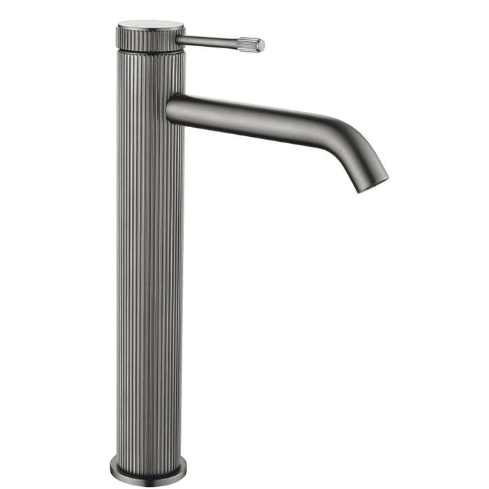 Mica Fluted Gun Metal Tall Basin Mixer