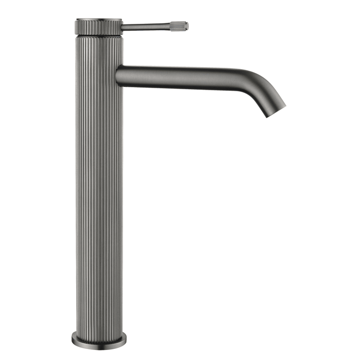 Mica Fluted Gun Metal Tall Basin Mixer