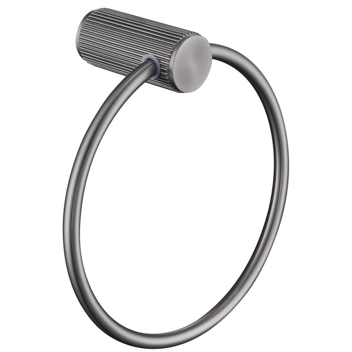 Mica Fluted Gun Metal Towel Ring