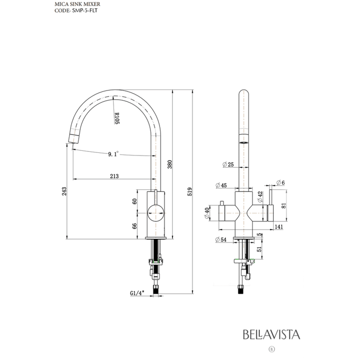 Mica French Gold 3-Way Filter Sink Mixer