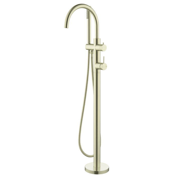 Mica French Gold Freestanding Bath Mixer with Hand Shower