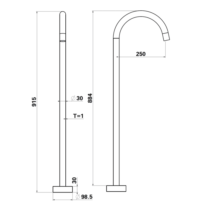 Mica Gun Metal Freestanding Bath Spout