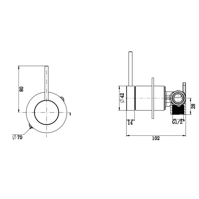 Mica Gun Metal Shower Mixer - Reverse - Trim Kit Only