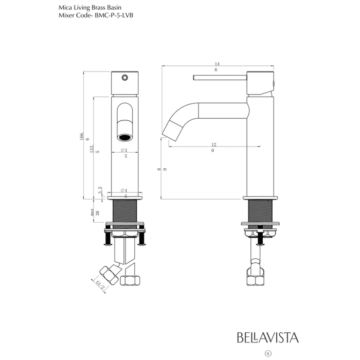 Mica LVB Living Brass Basin Mixer - Curved Spout