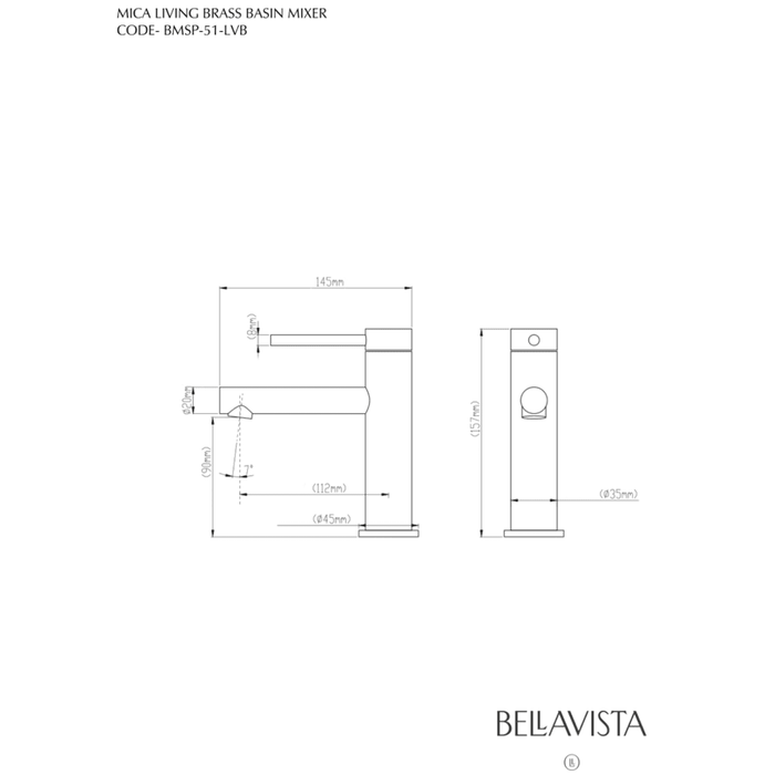 Mica LVB Living Brass Basin Mixer - Straight Spout