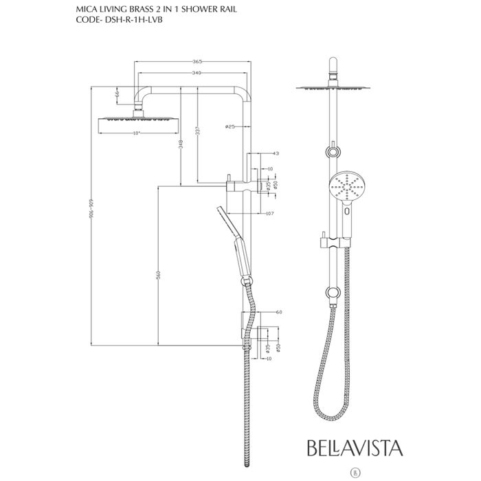 Mica LVB Living Brass Dual Shower Rail