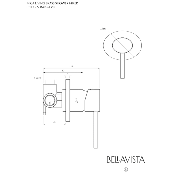 Mica LVB Living Brass Shower Mixer