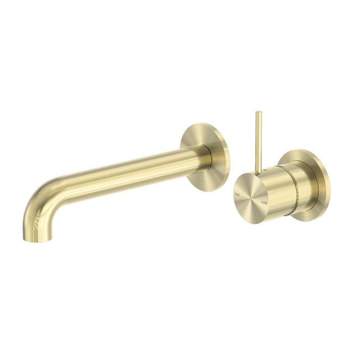 Nero | Mecca Brushed Gold Separate Wall Basin Mixer Handle Up