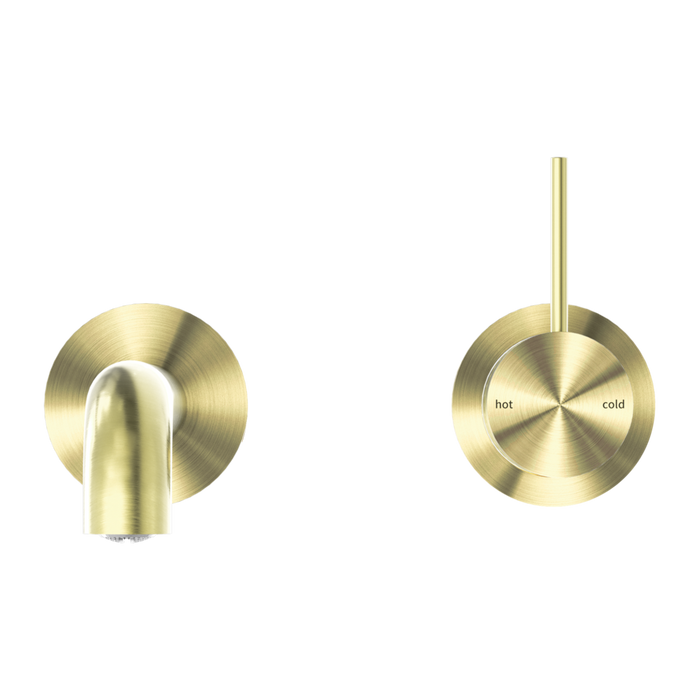 Nero | Mecca Brushed Gold Separate Wall Basin Mixer Handle Up