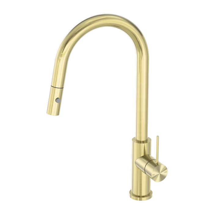 Nero | Mecca Brushed Gold Pull Out Kitchen Mixer