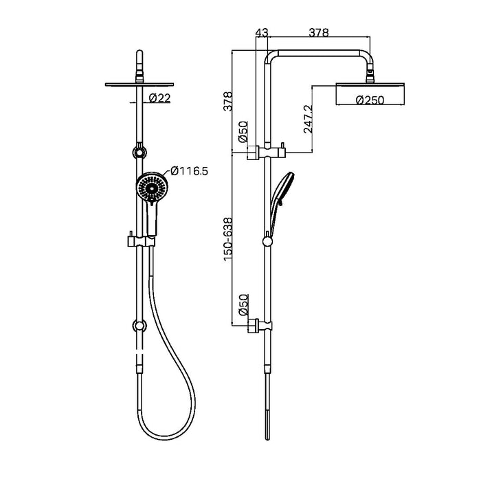 Nero Mecca Gun Metal Grey Multifunction Shower Rail Set