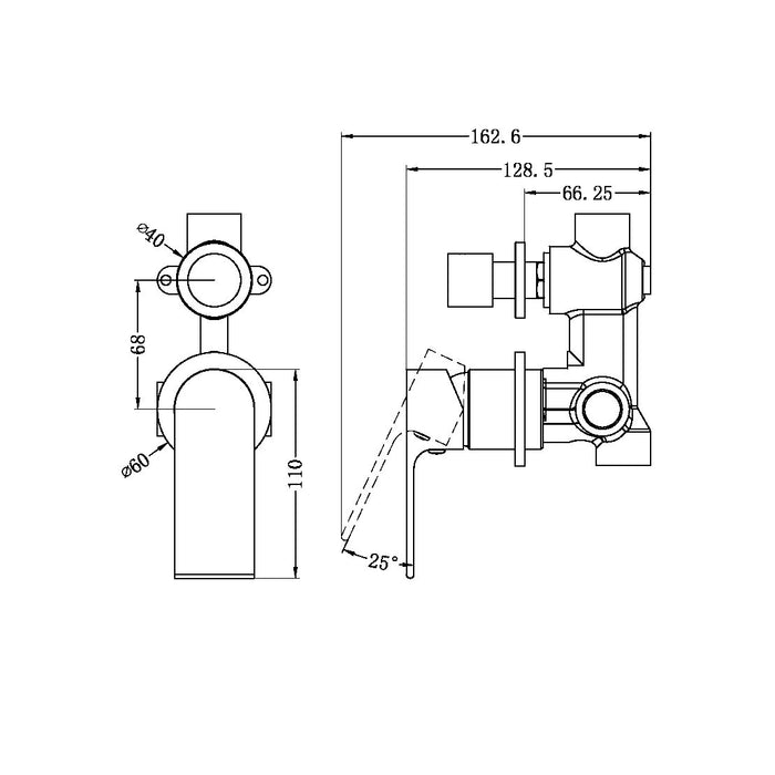 Nero | Bianca Separate Plate Wall Diverter Mixer